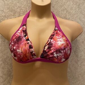 BECCA Vibrant Pink and Red Halter Bikini Top